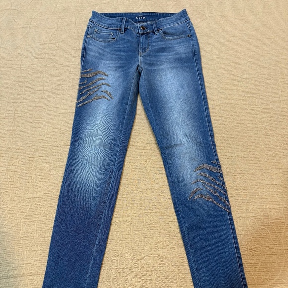 The Slim Beaded Straight WHBM Jeans Women's 0 - Picture 1 of 8